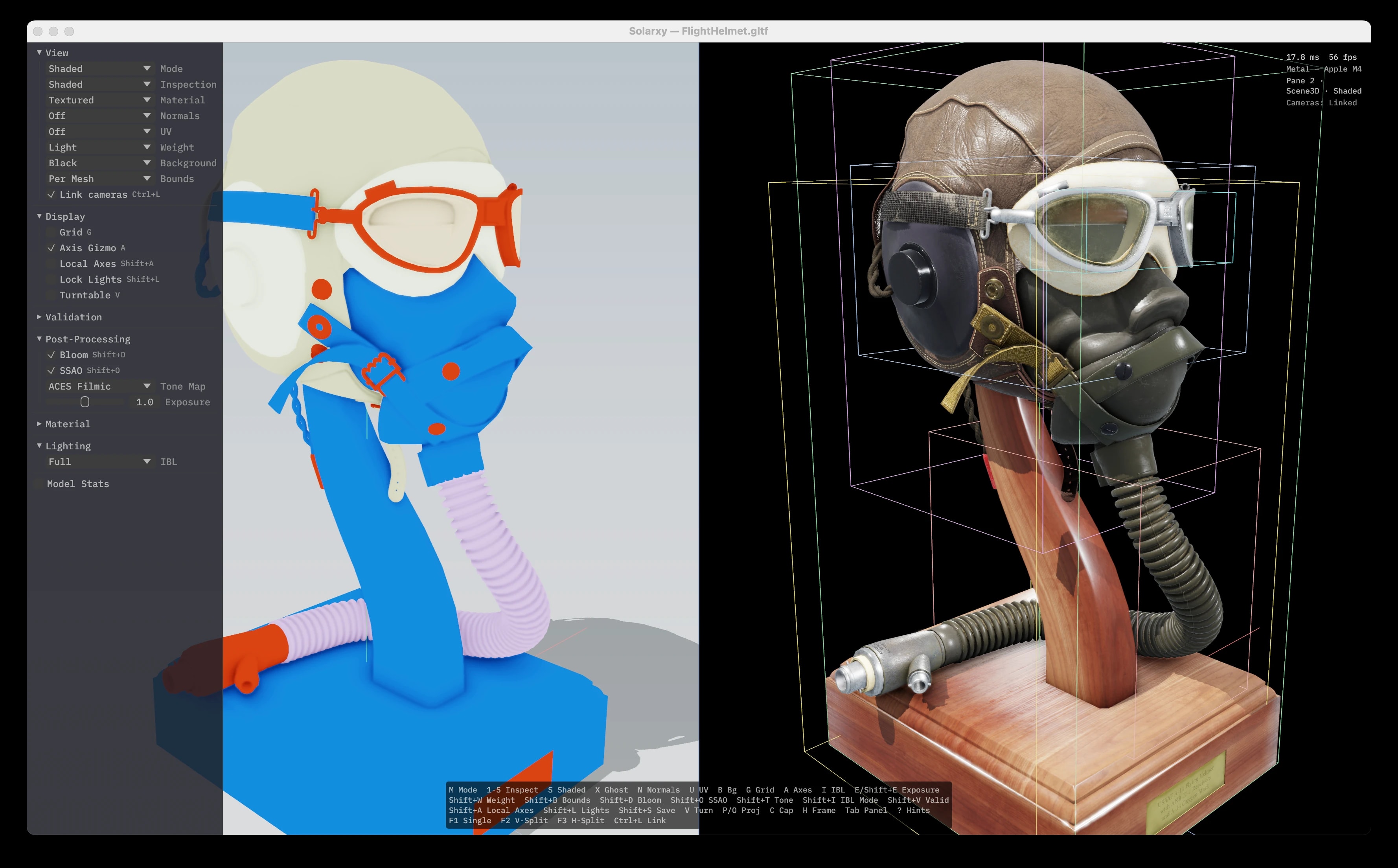 A model framed by its bounding box while being inspected in Solarxy.