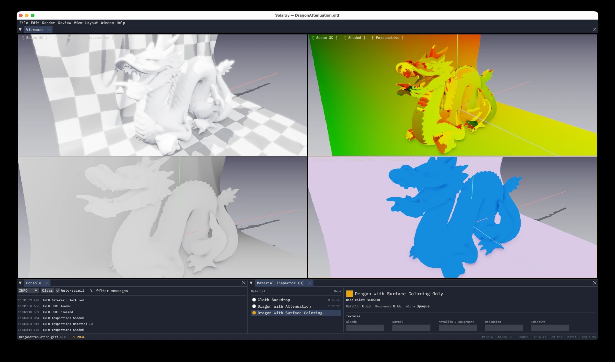 A mosaic of Solarxy inspection modes shown side by side.