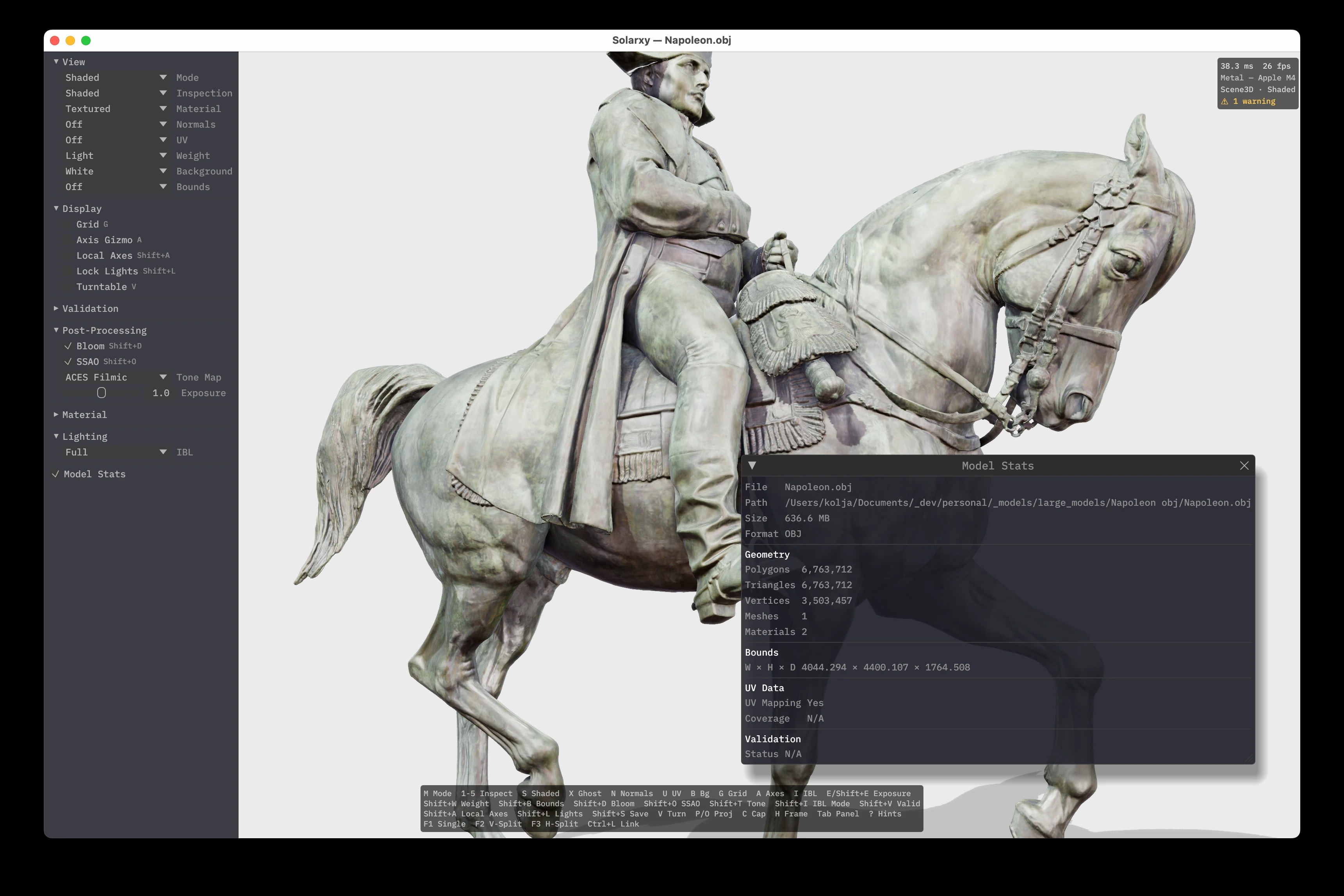 A detailed model rendered with physically-based shading in Solarxy.
