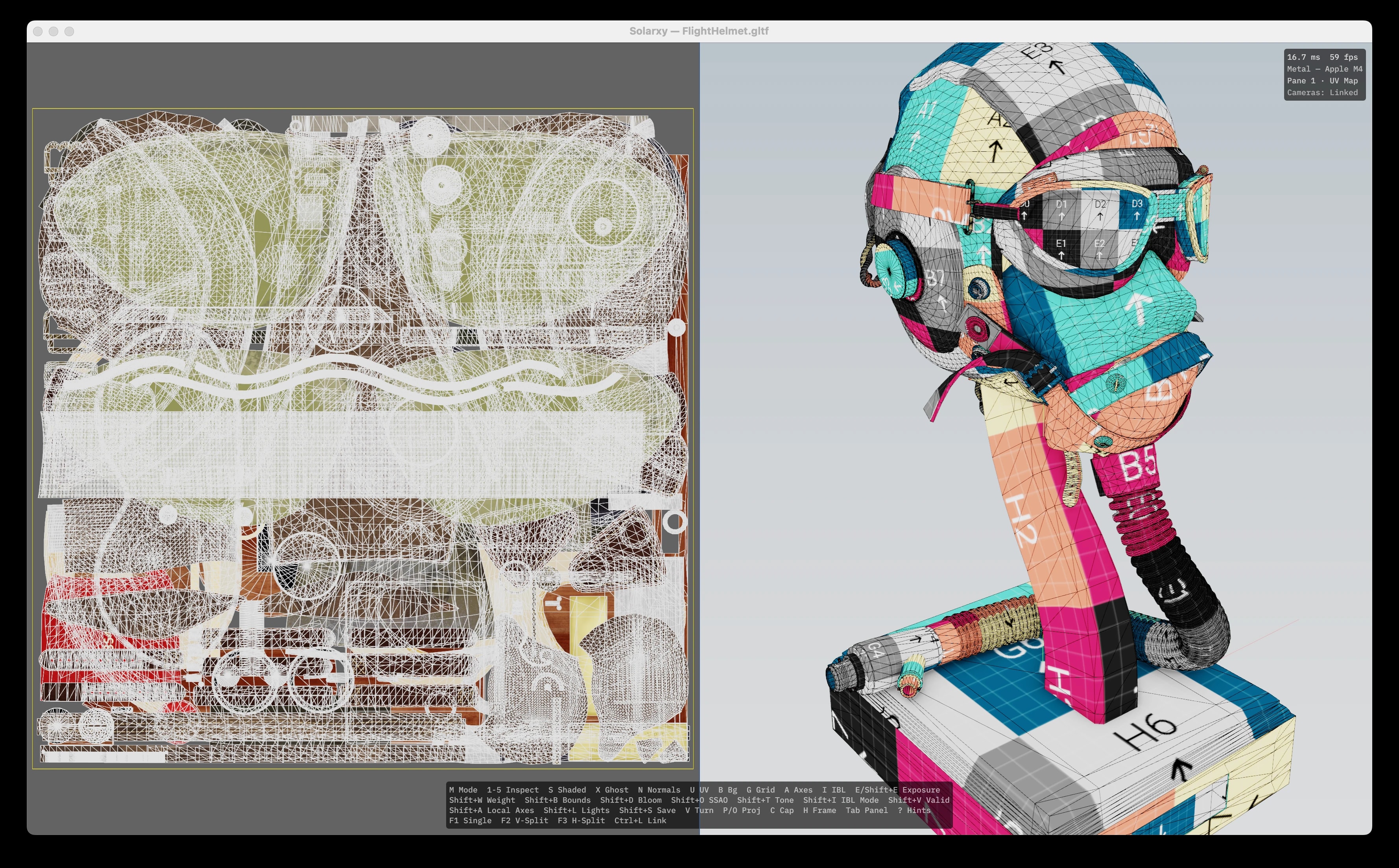 A model shown with a UV checker texture revealing distortion.