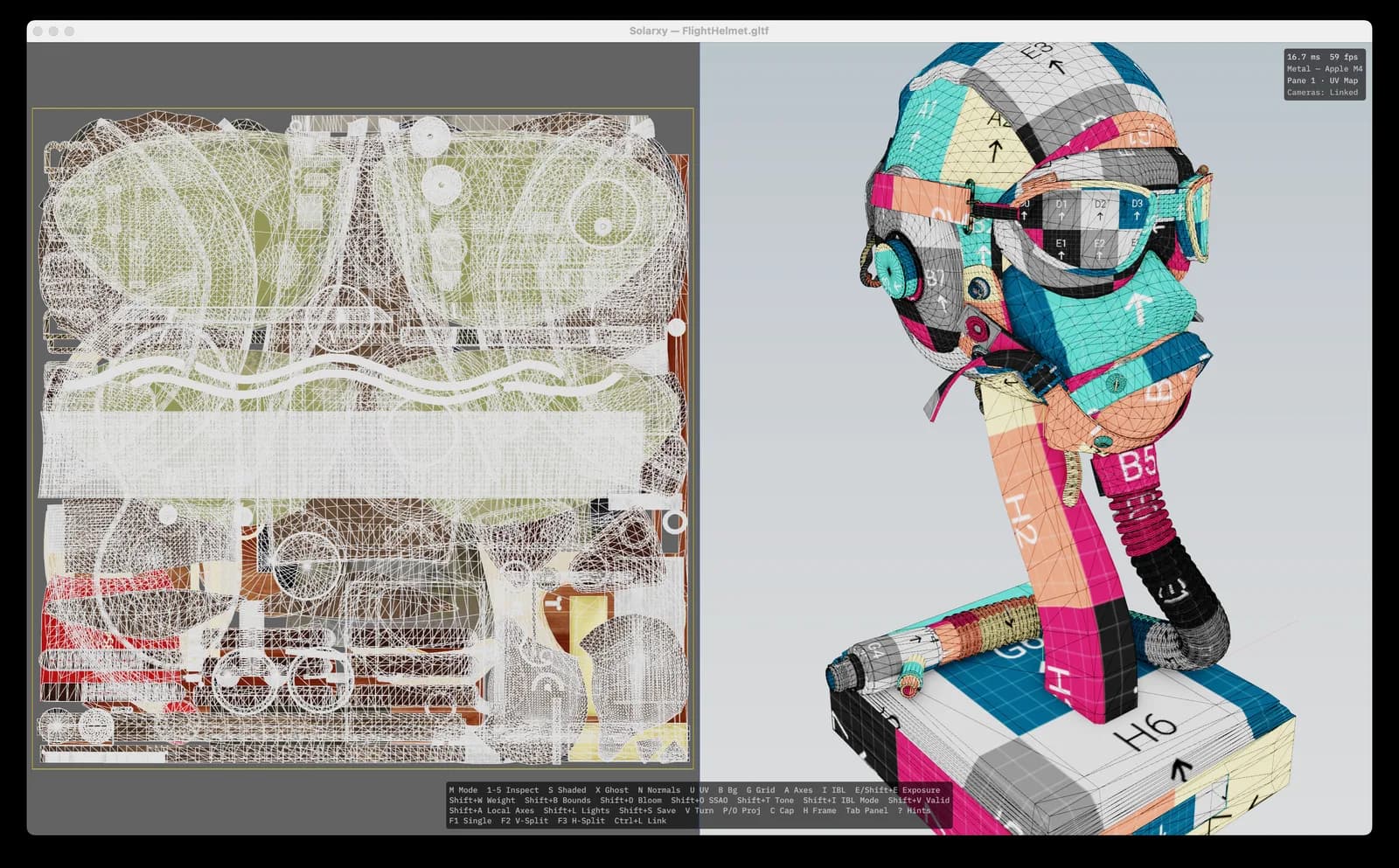 A model shown with a UV checker texture revealing distortion.